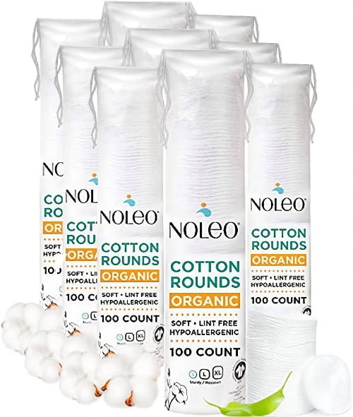 NOLEO Organic Cotton Rounds - Small 2" (3x100 Pads)