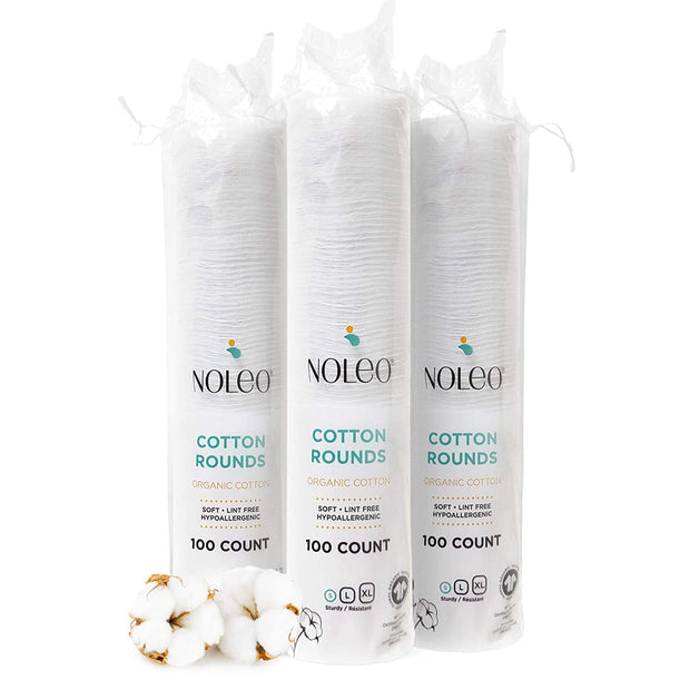 NOLEO Organic Cotton Rounds - Small 2" (3x100 Pads)