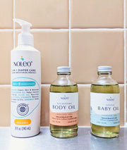 NOLEO Gentle Baby Oil – Natural Massage Oil for Babies | Soothes, Relaxes & Nourishes Delicate Skin | 4oz Glass Bottle