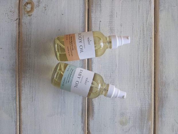NOLEO Gentle Baby Oil – Natural Massage Oil for Babies | Soothes, Relaxes & Nourishes Delicate Skin | 4oz Glass Bottle