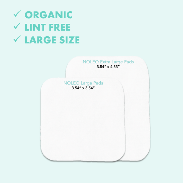 NOLEO Organic Cotton Pads - XL 3.54"x4.33" (240x Count)