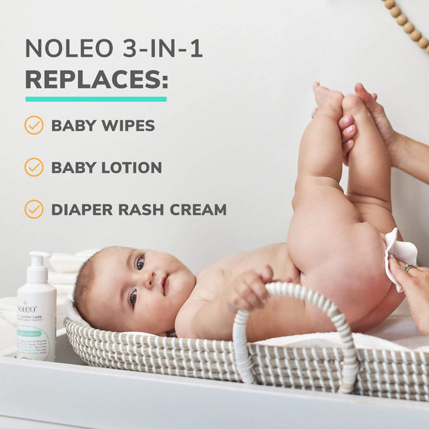 Best Diaper Rash Cream for Babies | Natural Organic Ingredient | NOLEO NOLEO 3-IN-1 - Organic Diaper Cream - No Pump (100% Recyclable)
