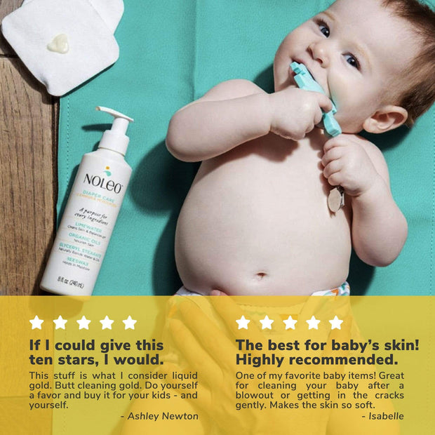 Organic baby balm for diaper rash and baby's skin irritation | NOLEO NOLEO Baby Box (Large Set) - NOLEO 3-IN-1, Organic Cotton Pads, Refillable Travel Bottle, Travel Kit