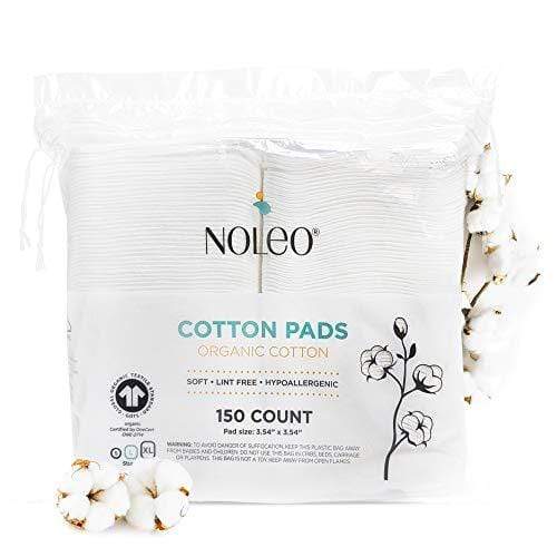 NOLEO Organic Cotton Pads - Lint Free and Chlorine Free - Pressed