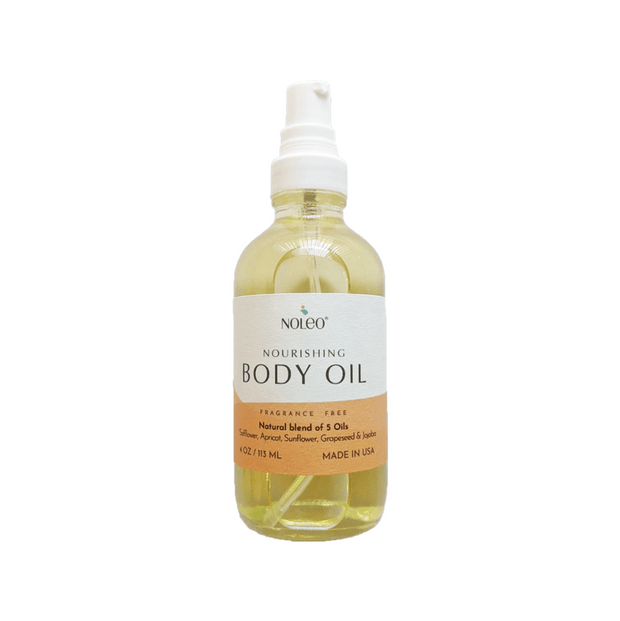Nourishing Body Oil: Natural oil to soothe skin and help bring back elasticity. 4oz glass bottle.